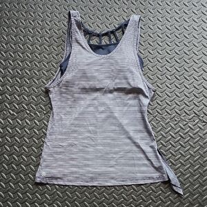 Athleta Navy And Whitle Striped Max Out Tank Top And Bra- S